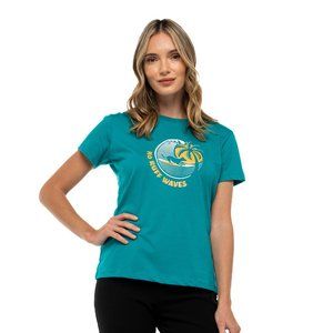 Fetch The Sun Women's Surf T-Shirt | Teal NWT Dog Mom Tee, Organic Cotton